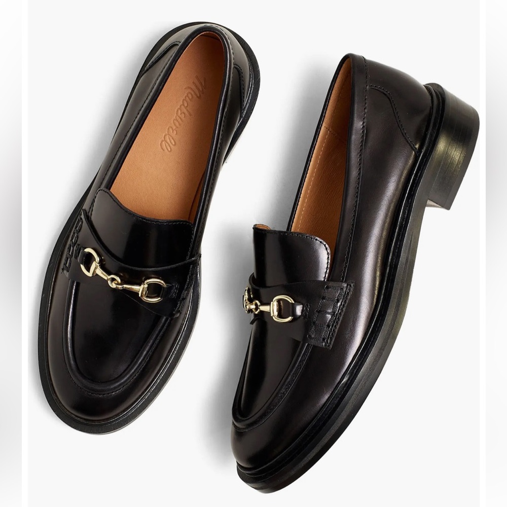 Madewell Black Leather Horsebit Loafers